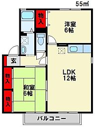 プレジデント鷹見A 2LDKの間取図画像