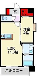 ギャラン陣原 1LDKの間取図画像
