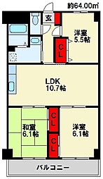 グリーンヴィレッジ則松 3LDKの間取図画像