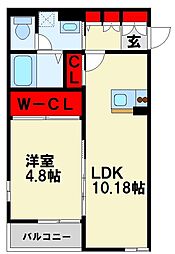 グローヴ長津ノーブル 1LDKの間取図画像