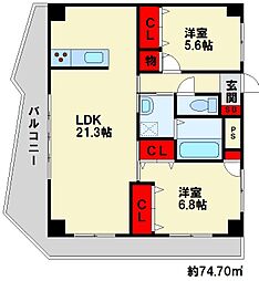中須コア・プレイス 2LDKの間取図画像