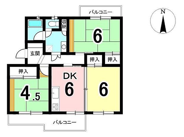 岩成台西団地分譲住宅(3DK) 2階の間取り