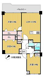 ニューウェルテラス元住吉 3LDKの間取図画像
