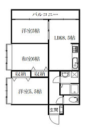 ラフィーネ黒田 3LDKの間取図画像