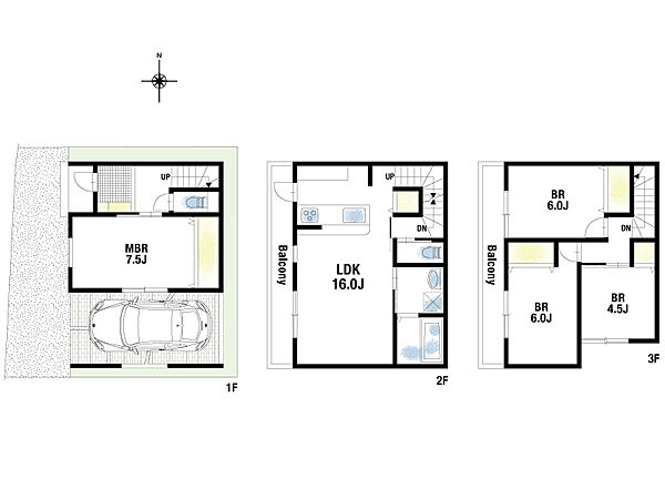 建物プラン例(1号地)4LDK、土地価格2770万円、土地面積66.45m2、建物価格1610万円、建物面積98.01m2