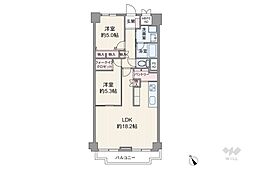 カルム宝塚 2LDKの間取図画像