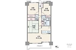 デ・リード宝塚リバービュー 3LDKの間取図画像