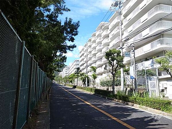 敷地南側は二車線のバス通りに面しています。