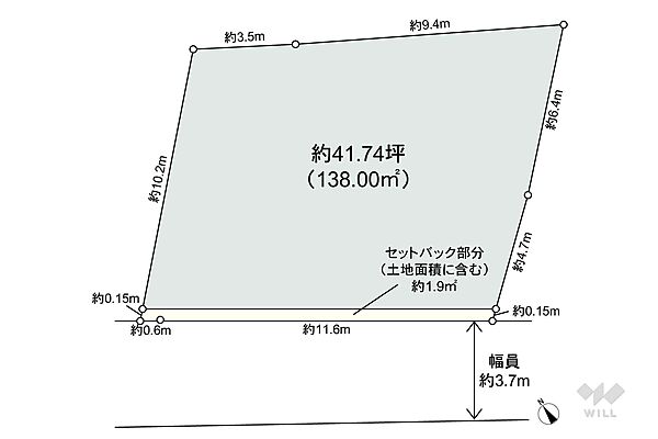 区画図、建築条件のない土地です。