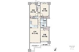 アジュール宝塚南口 3LDKの間取図画像