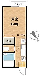 J・フラッツ 1Kの間取図画像