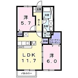 フォンターナ・カーサ 2LDKの間取図画像