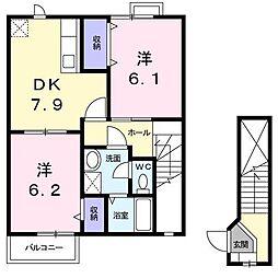 エクセレントアヴェニュー 2DKの間取図画像