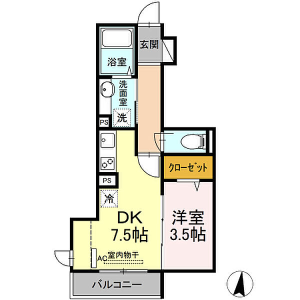 神奈川県川崎市多摩区宿河原4丁目(賃貸アパート1DK・2階・31.05㎡)の写真 その2