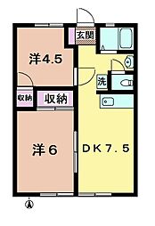 グリーンハイツ祖師谷 １０２ 1階2DKの間取り