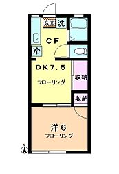 コーポフェニックス 1階1DKの間取り
