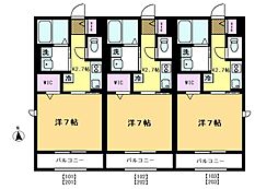 カーサグルーラ 1Kの間取図画像