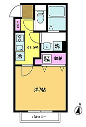 ヴェルドミール 1Kの間取図画像