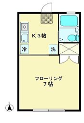 ハイムエントピア2 1Kの間取図画像