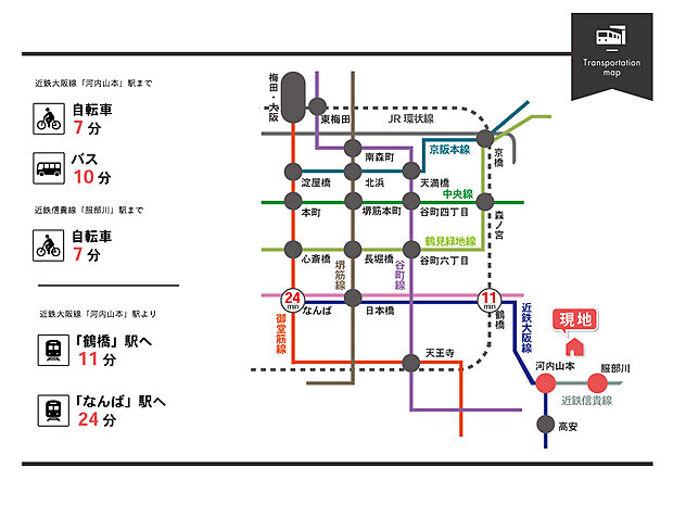 近鉄大阪線は大阪上本町・鶴橋・布施などのエリアへアクセス可能。また、大阪メトロ千日前線・JRおおさか東線の路線の乗り換えも便利な路線です♪