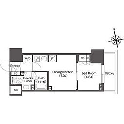 東京メトロ銀座線 稲荷町駅 徒歩3分の賃貸マンション 8階1DKの間取り
