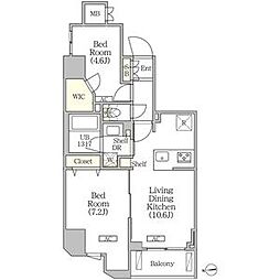 JR総武線 浅草橋駅 徒歩4分の賃貸マンション 11階2LDKの間取り