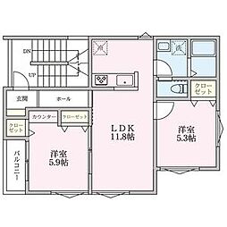 JR常磐線 三河島駅 徒歩6分の賃貸アパート 3階2LDKの間取り