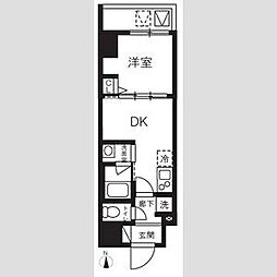 東京メトロ日比谷線 入谷駅 徒歩5分の賃貸マンション 12階1DKの間取り