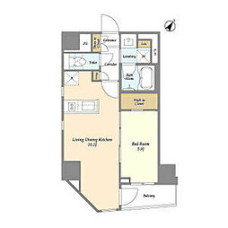 東京メトロ日比谷線 小伝馬町駅 徒歩1分の賃貸マンション 5階1LDKの間取り