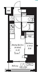 東京メトロ日比谷線 仲御徒町駅 徒歩4分の賃貸マンション 7階1DKの間取り