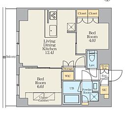 JR京浜東北・根岸線 鶯谷駅 徒歩7分の賃貸マンション 7階2LDKの間取り