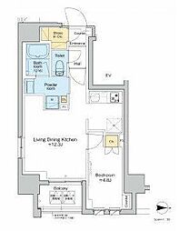 つくばエクスプレス 浅草駅 徒歩4分の賃貸マンション 12階1LDKの間取り