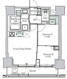 都営浅草線 浅草橋駅 徒歩4分の賃貸マンション 13階2DKの間取り