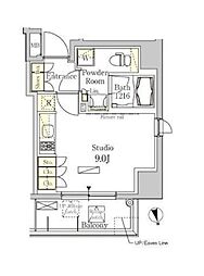 JR総武線 浅草橋駅 徒歩7分の賃貸マンション 8階ワンルームの間取り