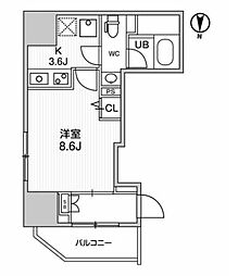 東京メトロ日比谷線 入谷駅 徒歩5分の賃貸マンション 4階1Kの間取り