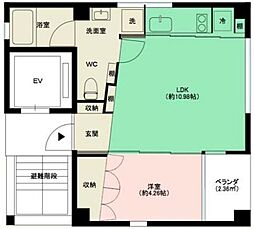 JR山手線 上野駅 徒歩9分の賃貸マンション 5階1LDKの間取り