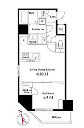 東京メトロ銀座線 田原町駅 徒歩4分の賃貸マンション 3階1LDKの間取り