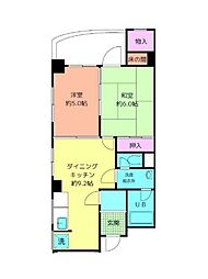 東京メトロ日比谷線 入谷駅 徒歩2分の賃貸マンション 6階2DKの間取り