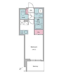 東京メトロ日比谷線 入谷駅 徒歩3分の賃貸マンション 6階ワンルームの間取り