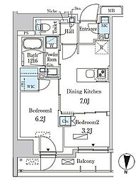 都営大江戸線 両国駅 徒歩2分の賃貸マンション 9階2DKの間取り