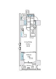 東京メトロ銀座線 稲荷町駅 徒歩6分の賃貸マンション 11階1LDKの間取り