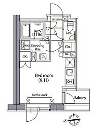 東京メトロ千代田線 湯島駅 徒歩3分の賃貸マンション 6階ワンルームの間取り