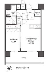 東京メトロ日比谷線 三ノ輪駅 徒歩13分の賃貸マンション 12階1LDKの間取り