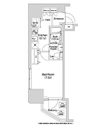 東京メトロ日比谷線 入谷駅 徒歩5分の賃貸マンション 9階1Kの間取り