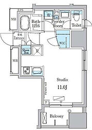 東京メトロ日比谷線 小伝馬町駅 徒歩3分の賃貸マンション 4階ワンルームの間取り