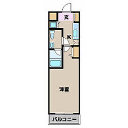 都営大江戸線 蔵前駅 徒歩3分の賃貸マンション 13階1Kの間取り