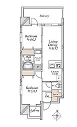 都営大江戸線 両国駅 徒歩5分の賃貸マンション 5階2DKの間取り