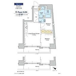 東京メトロ日比谷線 小伝馬町駅 徒歩3分の賃貸マンション 10階2LDKの間取り