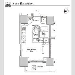 都営浅草線 浅草駅 徒歩5分の賃貸マンション 9階ワンルームの間取り