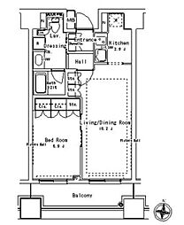 東京メトロ銀座線 末広町駅 徒歩7分の賃貸マンション 8階1LDKの間取り